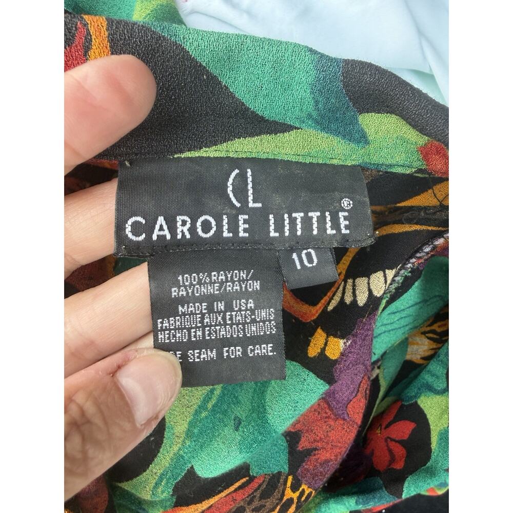Vintage 90s Carol Little 3 Piece Tropical Rayon Set Top Skirt Pants USA Size 10 - Picture 12 of 16